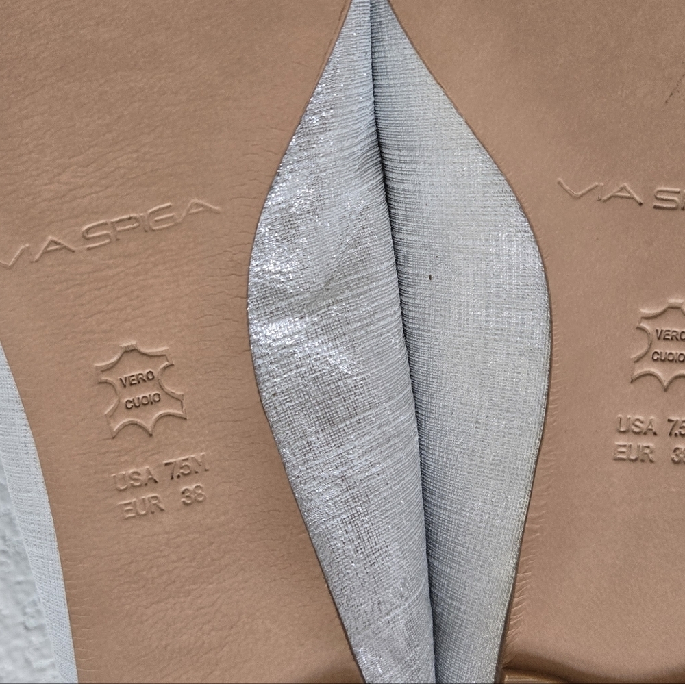 Via Spiga Lilac Sulver Ballet Flats Linen Leather Round Toe Classic size 7.5 - Picture 11 of 13
